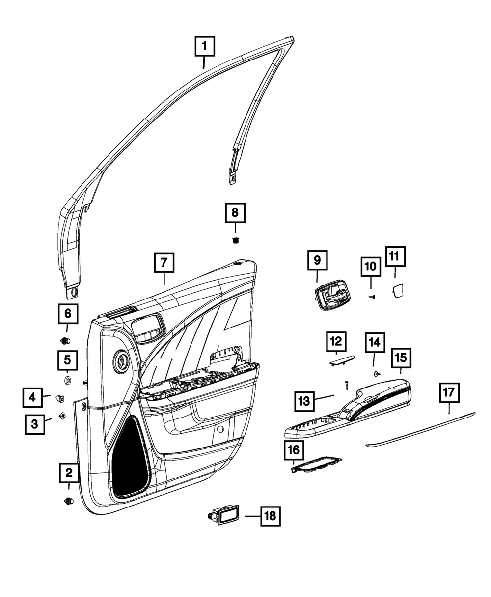 Genuine Mopar Front Door Trim Panel Assembly Right 5SJ522X9AG