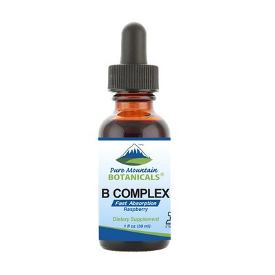 Vitamin B Complex Liquid with Raspberry Flavor Kosher Herbal Supplements B12 B6