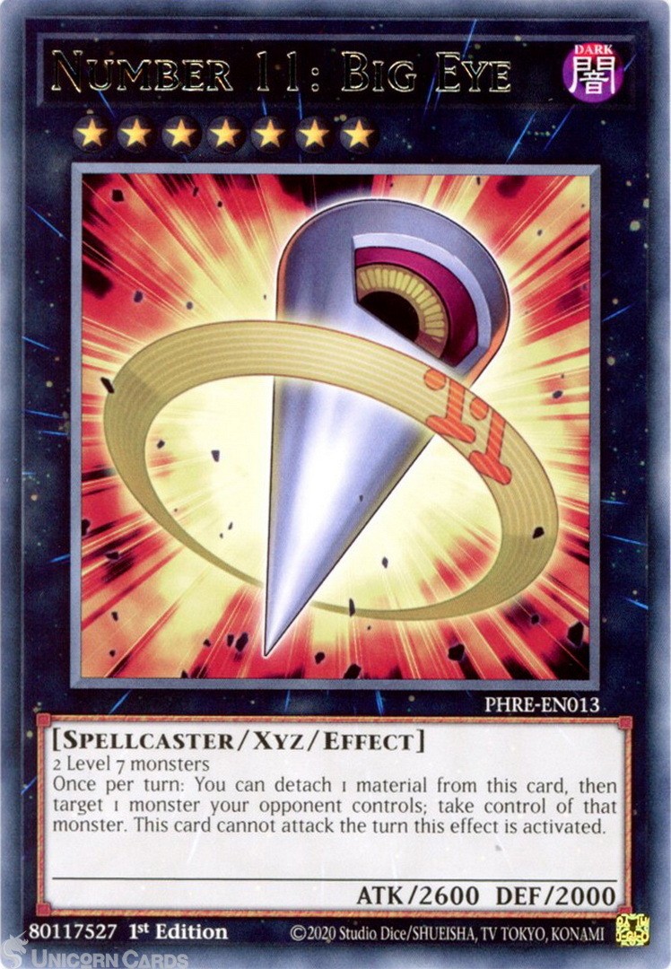 PHRE-EN013 Number 11: Big Eye : Rare 1st Edition Mint YuGiOh Card