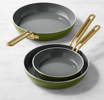 #ad GreenPan™ Stanley Tucci™ Ceramic Nonstick Fry Pans Set of 3 $365.75