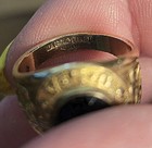 VTG 1940s Girl Scout 10K Gold Filled Ring Sz 6.5 Green Faceted Stone Trefoil — photo 8