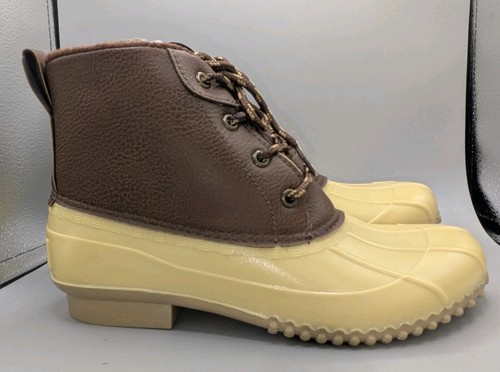 Stivali donna LONDON FOG taglia 8 Winley Duck colore marrone panna nuovi con etichetta