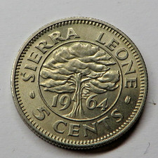 Sierra Leone 5 Cents 1964 Copper-Nickel KM#18 UNC
