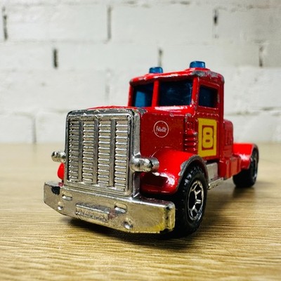 Matchbox Convoy Peterbilt Fire Dept No. 8 Prime Mover Cab 1984 Red Yellow