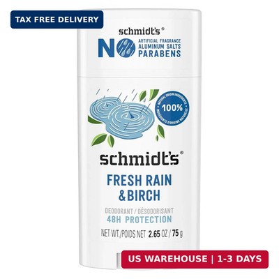 SchmidtS Aluminum-Free Vegan Deodorant Fresh Rain & Birch with 24 Hour Odor Pro
