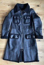 Real Sheepskin Pilots Style Zip Front Coat Size Uk 10/12
