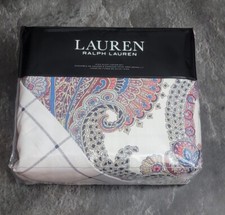 Lauren Ralph Lauren Carter Paisley King Duvet Cover Set 3 Piece Navy Coral New