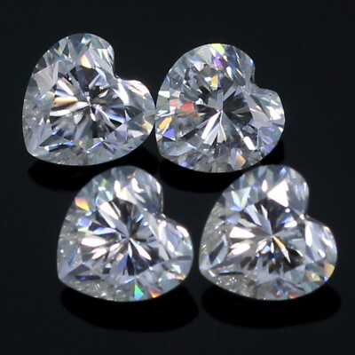 4 Pcs Natural DE Color VVS1 Clarity Excellent Cut 6.5x6.5 MM Heart White Diamond