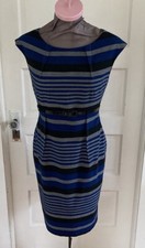 Calvin Klein Womens Belted Striped Sheath Dress 10