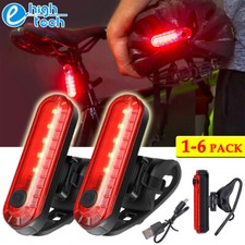 1-6packs LED Bike Bicycle Taillight Cycling Rear Safety Warning USB Rechargeable