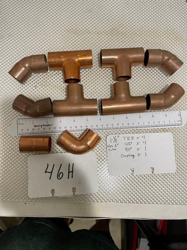ONE NEW LOT OF 1" COPPER FITTINGS TEE, ELBOW, COUPLING, 45 DEG