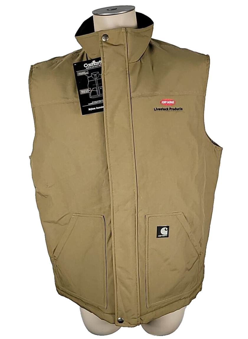 NWT Carhartt Mens Insulated Nylon Work Vest Zip Jacket Sz XL Tall XLT