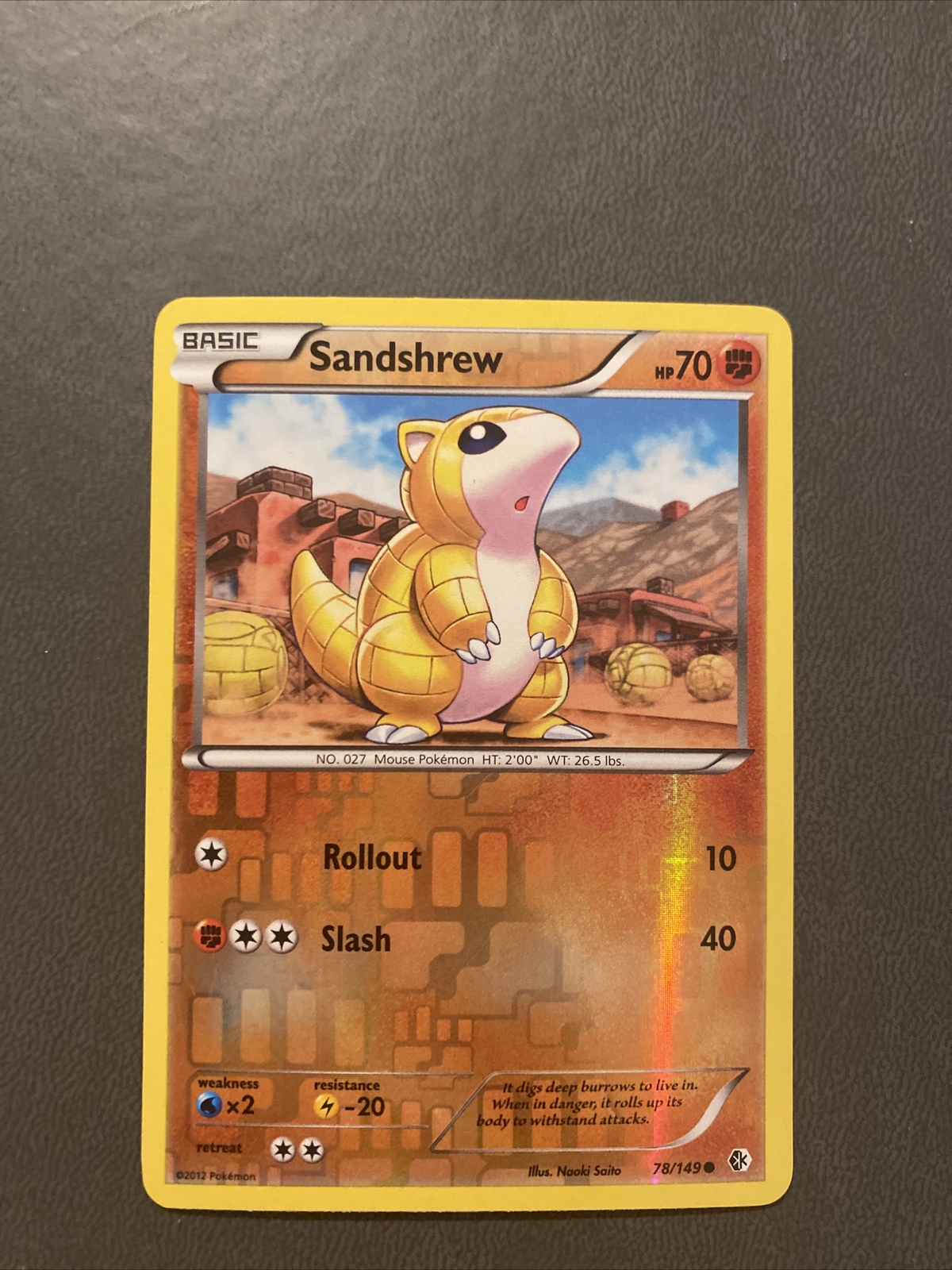 Pokemon TCG Sandshrew 78/149 Reverse Holo Common BW Boundaries Crossed LP
