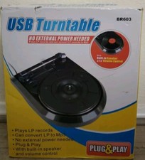 Plug And Play USB Turntable. BR603 IN BOX. Tested With New Needle