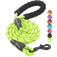 Dog Leash 5FT-1/2'' Green Padded Handle Reflective Threads Medium Large Dog