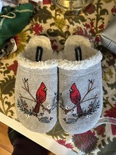Lands' End Women's Felt Scuff Slippers Cardinal Soft Sherpa Lined Size 7M
