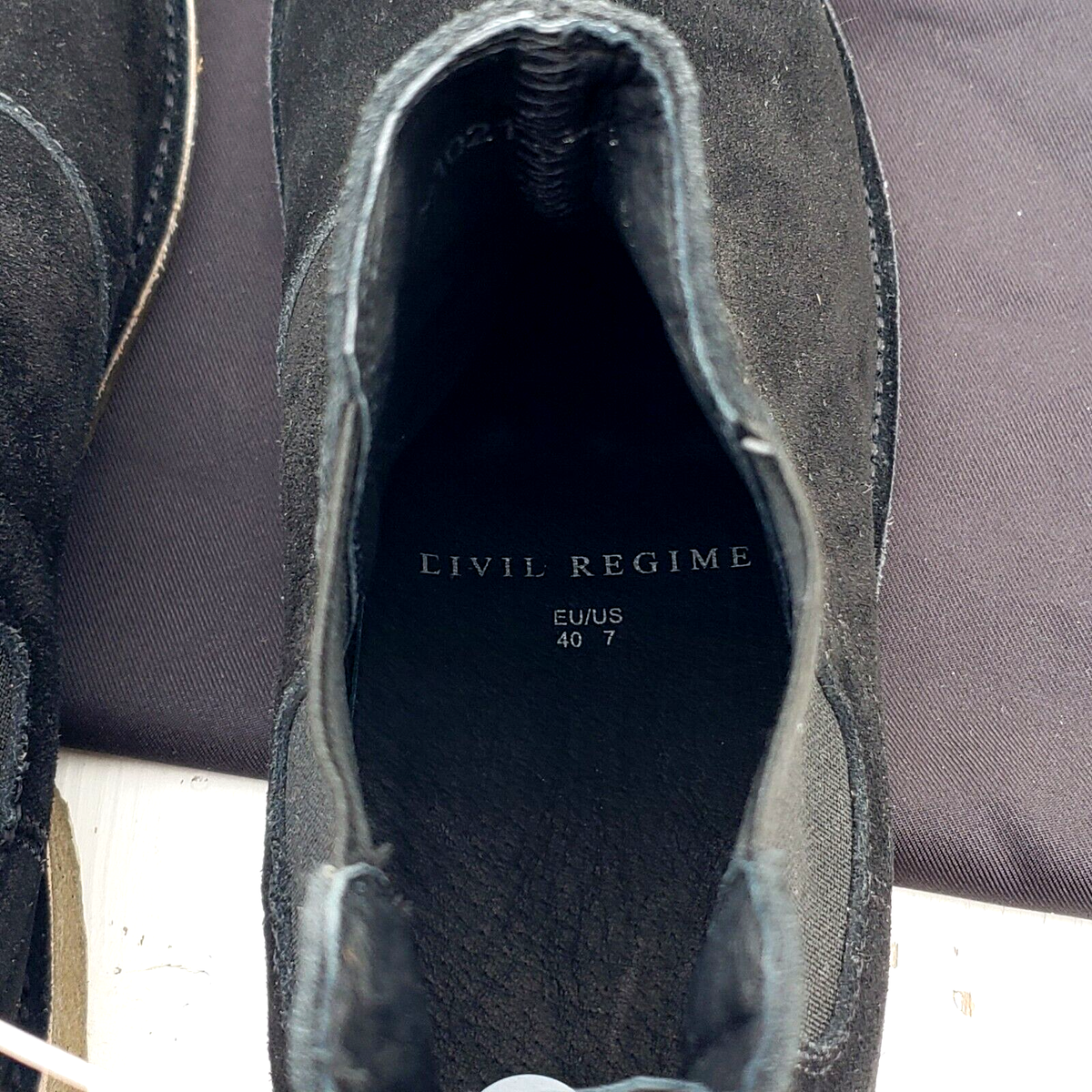 Civil Regime Black Suede Leather Pull On Chelsea Boots Mens 