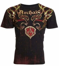 Archaic Affliction Men's T-Shirt RIDE IT Crewneck Biker Tattoo Black