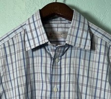 Turnbull  Asser Exclusive UK Blue Check Cotton Dress Shirt Mens 16-35 READ 