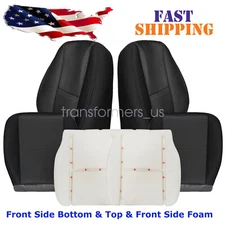 Bottom-Top Cloth Seat Cover Black & Front Foam For 2007-14 GMC Sierra 1500 2500