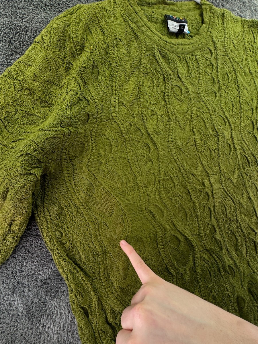 COOGI Basics Australia Sweater Solid Green 3D Knit XL Cotton COOGI Basics Australia Sweater Solid Green 3D Knit XL Cotton