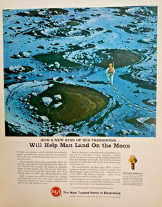 1965 RCA Transistor Print Ad 13"x10" Help Man Land on the Moon