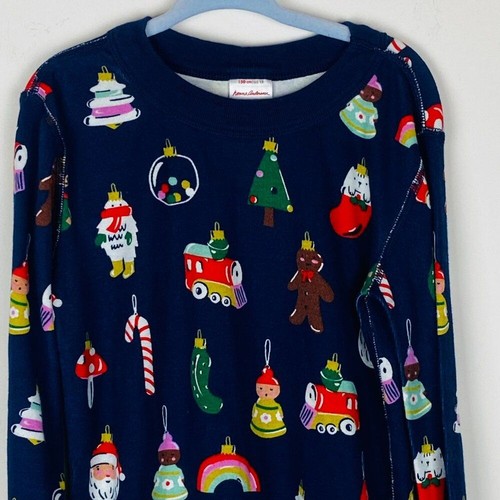 Lot of 2 Hanna Anderson Holiday Long John Pajama Top Navy, Kids Size 10 & 12 - Picture 4 of 16
