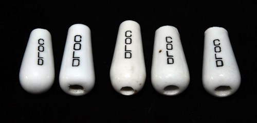 5 VINTAGE CERAMIC COLD WATER FAUCET ENDS - Bild 1 von 6