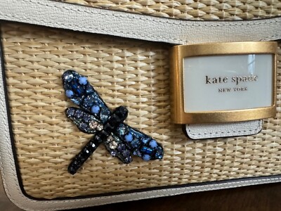 Kate Spade Katy Dragonfly Embellished Straw Medium Shoulder Bag