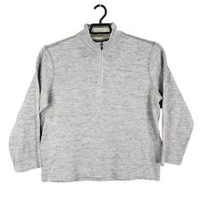 Mens Heather Gray Eddie Bauer Sweatshirt 1/4 Zip Long Sleeve Mock Neck Size L