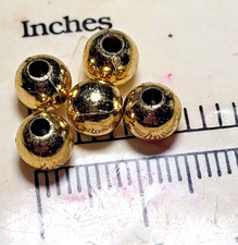 160 Gold Plated 6 mm Round Metal Spacer Beads-16 grams-2 mm hole New VTG -37"