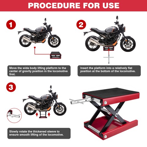 Stable 500kg Motorcycle Lift Scissor Motorbike Vehicle Lift Stand Jack 1100LBS - Picture 10 of 24