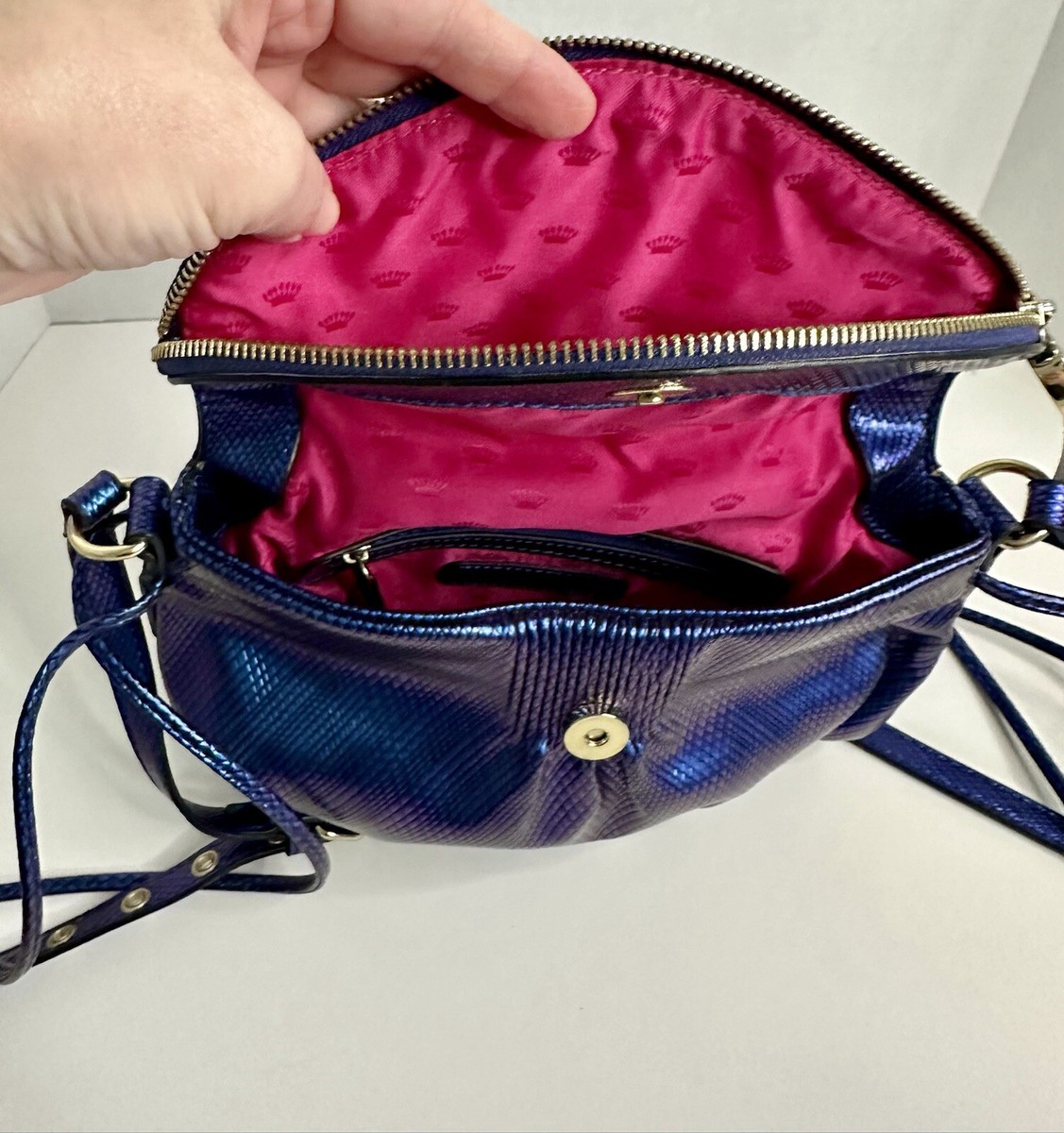 JUICY COUTURE BLUE/PURPLE IRIDESCENT CROSSBODY Purse Bag Y2K