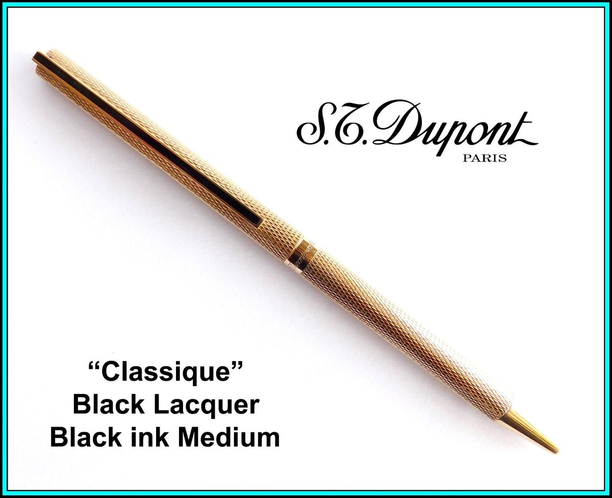 S.T. DUPONT CLASSIC / CLASSIQUE Gold plated & Black Laquer Clip BALLPOINT  PEN | eBay