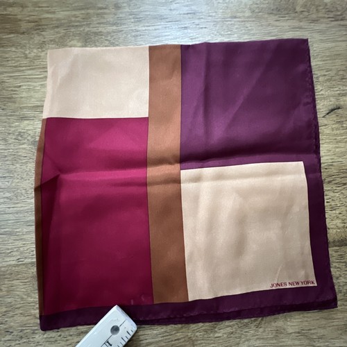 Jones New York Silk Scarf Headwrap Square Multicolor 20”x21” Multifuncional - Picture 9 of 9