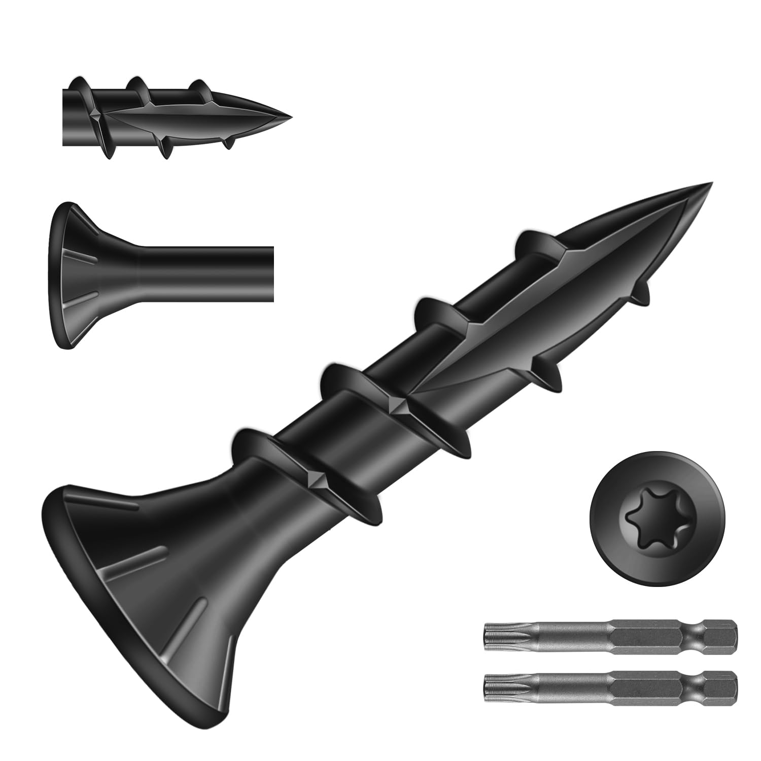 #8 x 3/4 Inch Exterior Deck Screws 1656Pcs 6Lb Carbon Steel Black Wood Screws