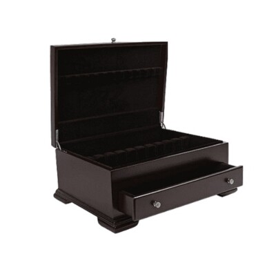 Wallace Dark Walnut Single Drawer Footed Flatware Storage Chest