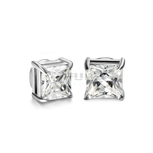 Hypoallergenic Magnetic Diamond Cut Men Women Black Studs No Piercing Earrings - Picture 80 of 96