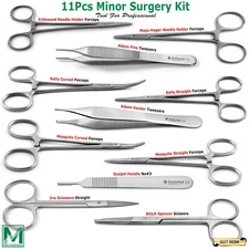 11Pcs Minor Surgery Kit Surgical Instruments Students Dissecting Suture Removal