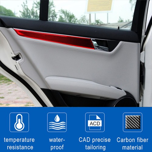 4Pcs For Mercedes-Benz C-class W204 2007-2013Red Carbon Fiber Door Panel Trim - Picture 11 of 17