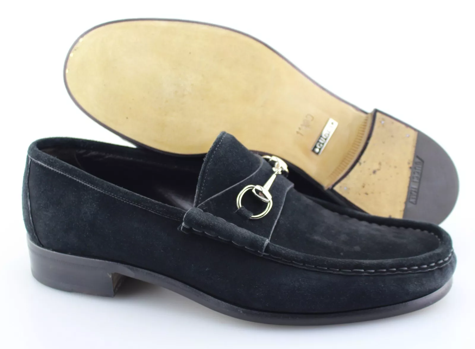 Mocassins homme GUCCI « Horsebit » en daim noir taille US 11,5   D