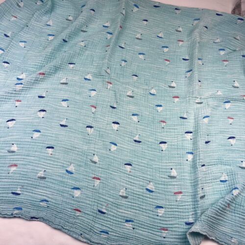 Aden + Anais Blue Making Waves Segelboot Babydecke Swaddle Musselin Baumwolle Lovey - Bild 4 von 9