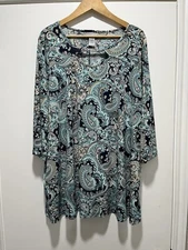 Catherine’s Paisley Tunic 1X Wearever Casual Business 3/4 Sleeves