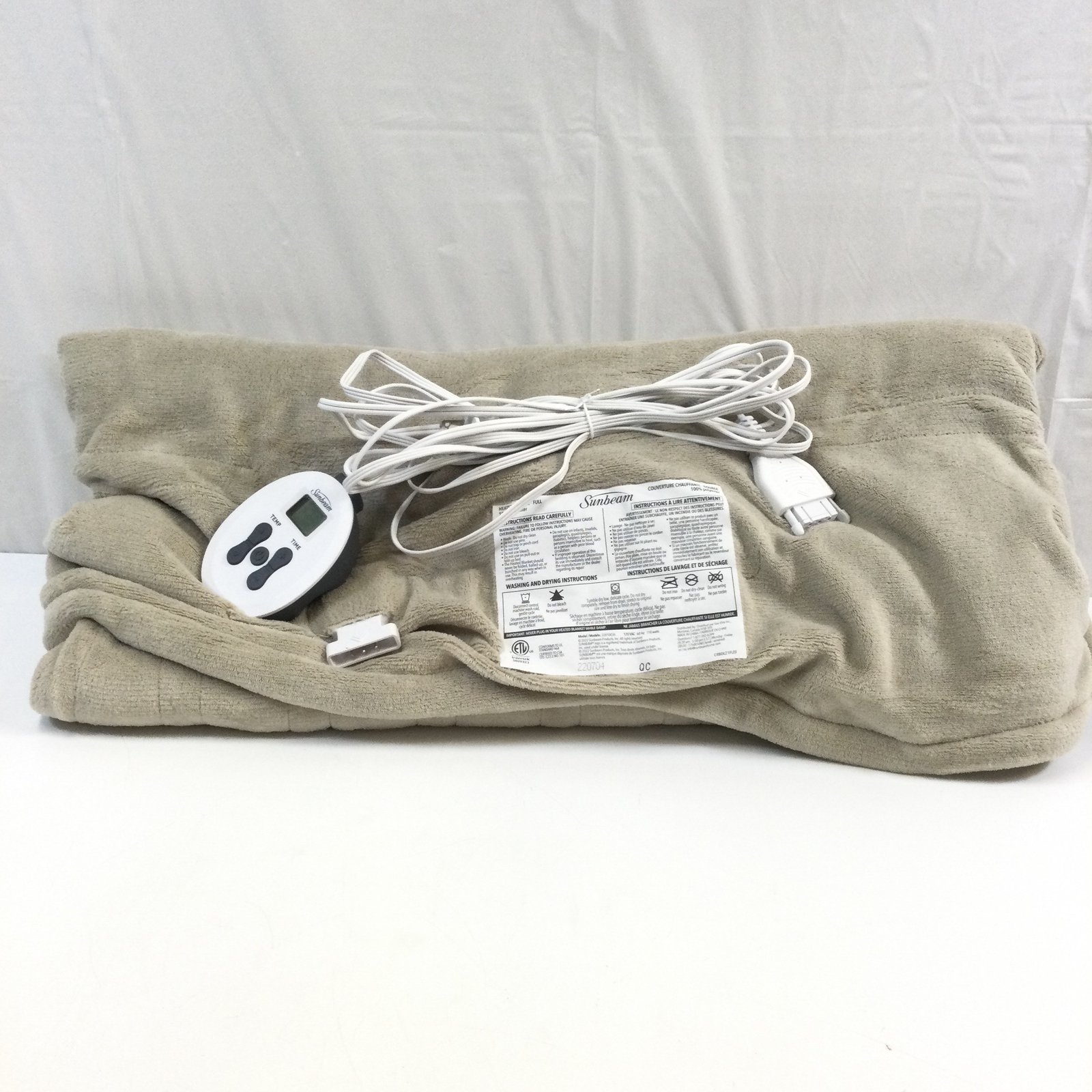 Sunbeam Royal Luxe Mushroom Heat Settings Ultra Soft Heated Blanket Full  Size | eBay