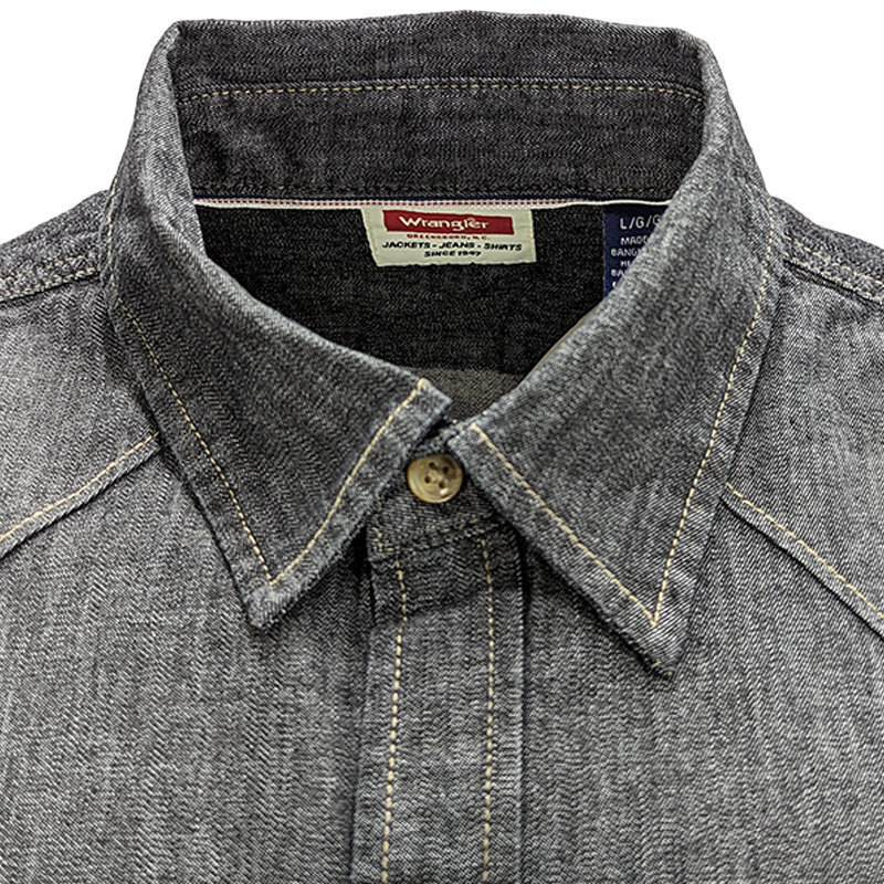 Wrangler Mens Denim Shirt Long Sleeve Pocket Soft Cotton Snap Button