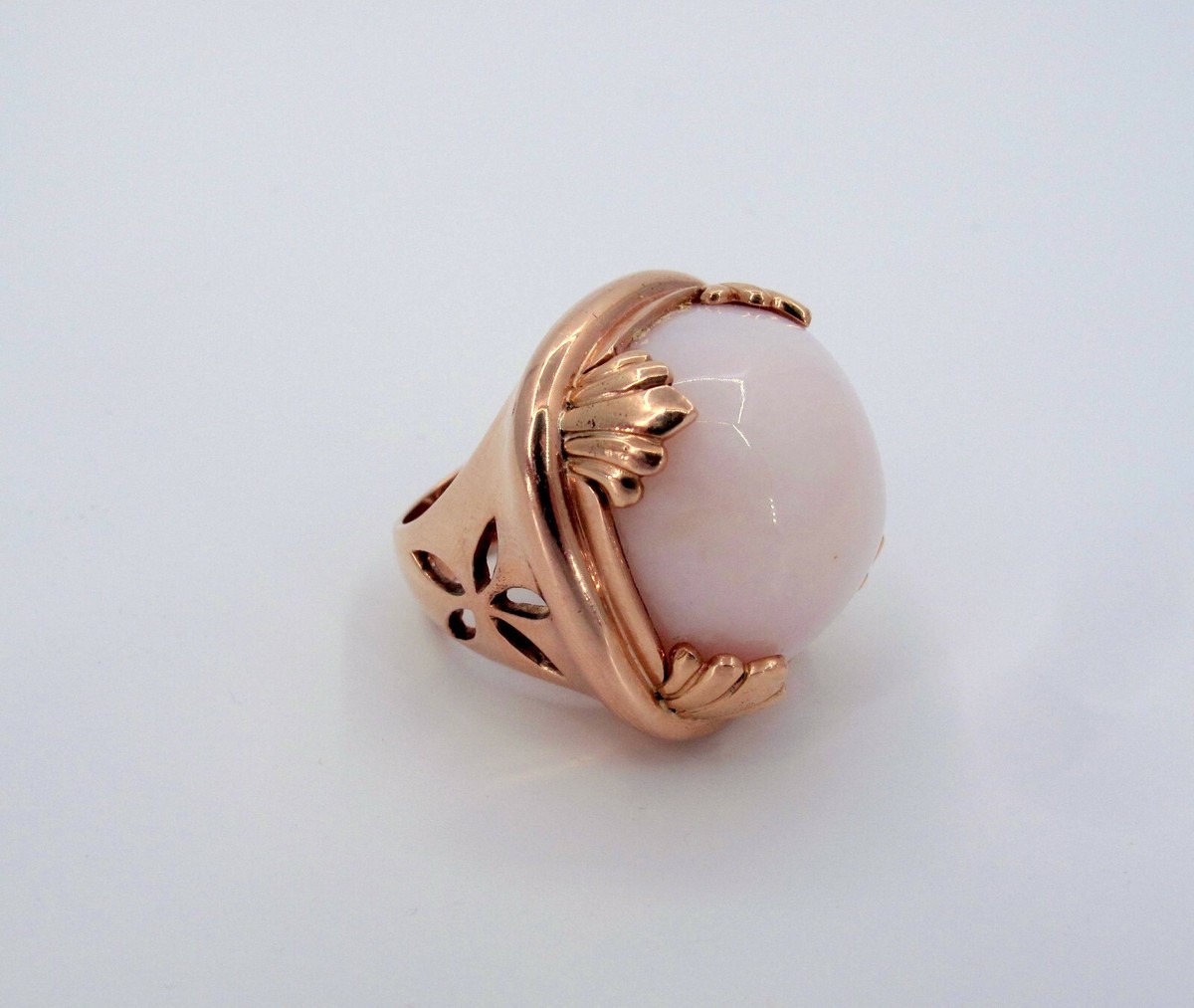 Superb 14k Rose Gold Lynda Levy Large Rose Chalcedony Ladies Ring