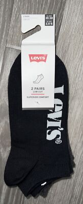 Herren Levis Socken 2er Pack Logo Low Cut Sneaker Socken UK 2,5-5 schwarz grau