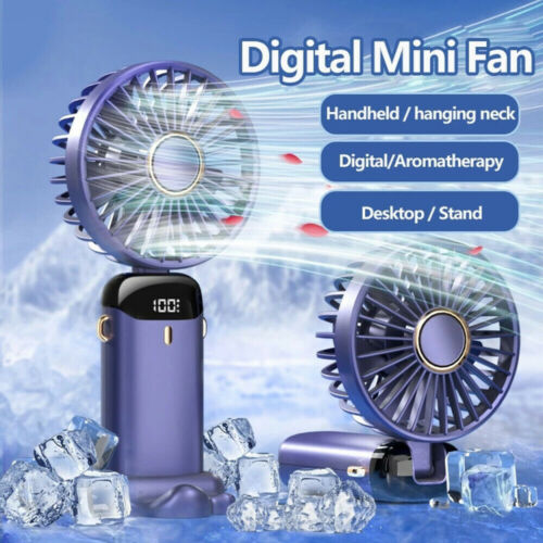 Mini Hand-held Fan Portable Folding Desk Fan Cooler Cooling USB Rechargeable - Picture 1 of 16