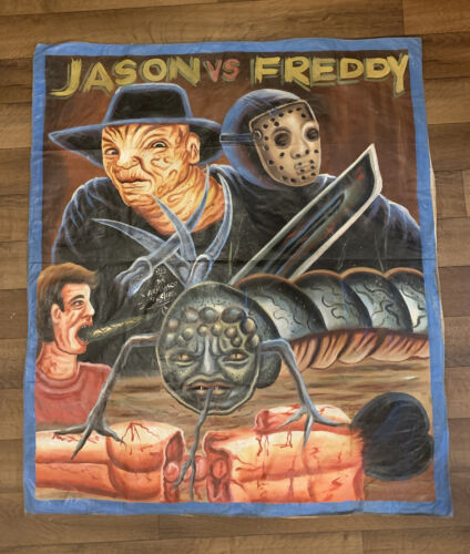 ghana movie poster painting Freddy Vs Jason Oil On Floursack By Da Aramasco - Picture 1 of 5