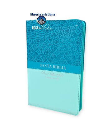 Biblia Con Cierre Para Mujer RVR.1960 Letra 12 Puntos Turquesa/Floral Índice 